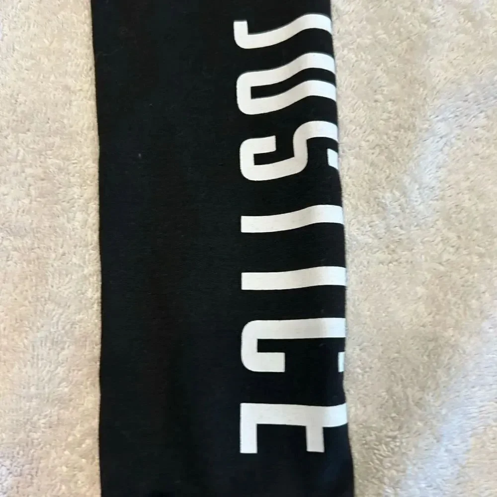 Justice Black and Pink Leggings with Vibrant Stripes